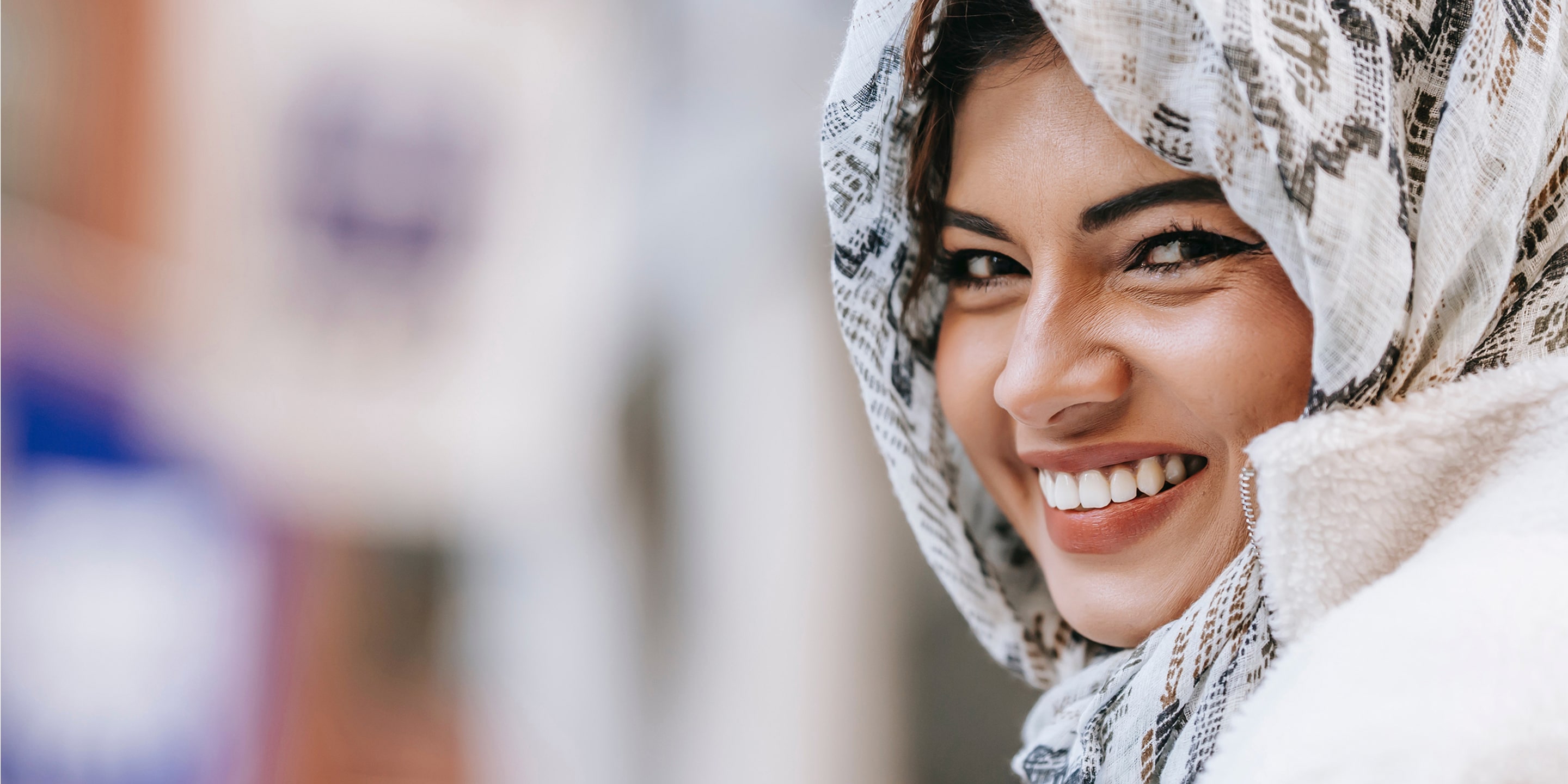 Smiling woman in hijab
